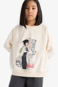 DeFacto Relax Fit Crew Neck Anime Printed Sweatshirt Girl 25SP - Image 4