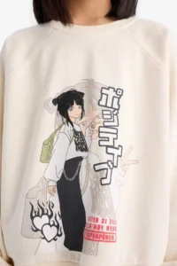 DeFacto Relax Fit Crew Neck Anime Printed Sweatshirt Girl 25SP - Image 5