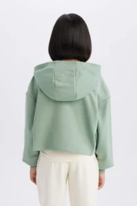 DeFacto Set of 2 Crop Hooded Printed Sweatshirt Undershirt Girl - Image 6