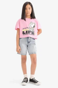 DeFacto Snoopy Crew Neck Short Sleeve T-Shirt Girls - Image 2