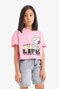 DeFacto Snoopy Crew Neck Short Sleeve T-Shirt Girls - Image 3