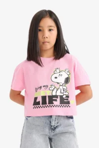 DeFacto Snoopy Crew Neck Short Sleeve T-Shirt Girls - Image 4
