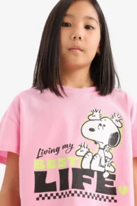 DeFacto Snoopy Crew Neck Short Sleeve T-Shirt Girls - Image 5