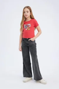 DeFacto Tom & Jerry Cropped Fit Crew Neck Short Sleeve T-Shirt Girls - Image 4