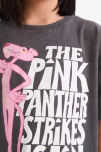 DeFacto Pink Panther Oversize Wide Fit Crew Neck Short Sleeve T-Shirt Girl - Image 5