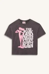 DeFacto Pink Panther Oversize Wide Fit Crew Neck Short Sleeve T-Shirt Girl - Image 7