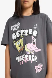 DeFacto SpongeBob Oversize Wide Fit Crew Neck Short Sleeve T-Shirt Girl Child - Image 5