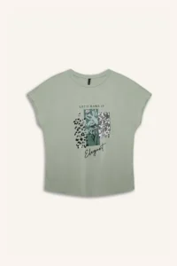 DeFacto Crew Neck Printed Bat Sleeve T-Shirt - Image 7
