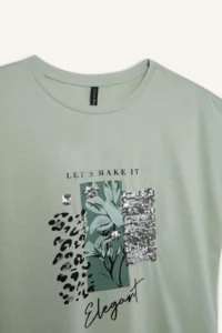 DeFacto Crew Neck Printed Bat Sleeve T-Shirt - Image 8