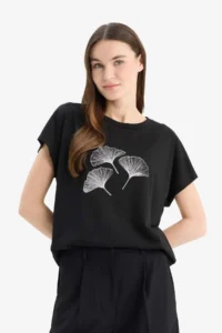 DeFacto Regular Fit Crew Neck Printed Short Sleeve T-Shirt - Image 3