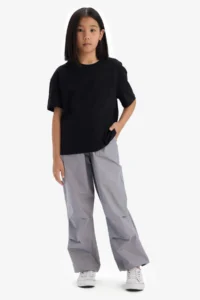 DeFacto Relax Fit Crew Neck Basic Plain Short Sleeve T-Shirt Girl - Image 2