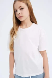 DeFacto Relax Fit Crew Neck Basic Plain Short Sleeve T-Shirt Girl
