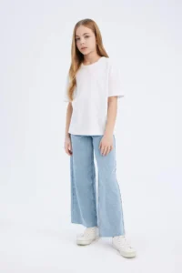 DeFacto Relax Fit Crew Neck Basic Plain Short Sleeve T-Shirt Girl - Image 2