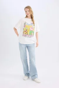 DeFacto SpongeBob Oversize Wide Fit Crew Neck Short Sleeve T-Shirt - Image 2