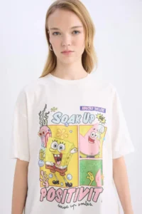 DeFacto SpongeBob Oversize Wide Fit Crew Neck Short Sleeve T-Shirt - Image 4