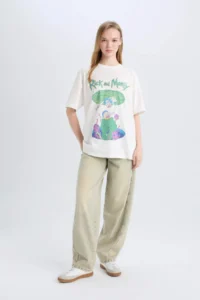 DeFacto Rick and Morty Oversize Wide Fit Crew Neck Printed Short Sleeve T-Shirt - Image 2
