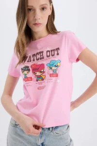 DeFacto 100% Cotton PowerPuff Girls Regular Fit Ribbed T-Shirt - Image 4