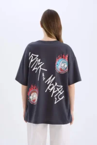 DeFacto 100% Cotton Rick and Morty Oversize Back Printed T-Shirt - Image 6