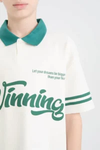 DeFacto Oversize Wide Fit Polo Neck Printed Short Sleeve T-Shirt Boy - Image 5