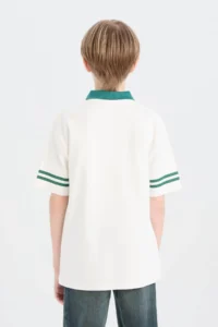 DeFacto Oversize Wide Fit Polo Neck Printed Short Sleeve T-Shirt Boy - Image 6