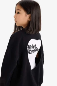 DeFacto Oversize Wide Fit Crew Neck Back Printed Sweatshirt Girl