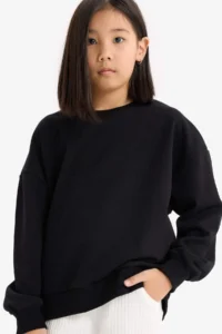 DeFacto Oversize Wide Fit Crew Neck Back Printed Sweatshirt Girl - Image 3