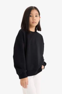 DeFacto Oversize Wide Fit Crew Neck Back Printed Sweatshirt Girl - Image 4