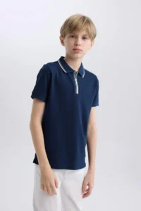 DeFacto Polo Neck Pique Short Sleeve T-Shirt Boy - Image 3