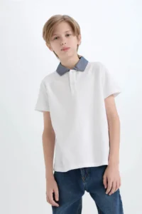 DeFacto Polo Neck Basic Plain Short Sleeve T-Shirt Boy