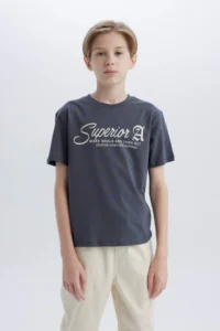 DeFacto Crew Neck Printed Short Sleeve T-Shirt Boy - Image 4