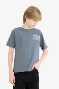 DeFacto Crew Neck Printed Short Sleeve T-Shirt Boy - Image 3