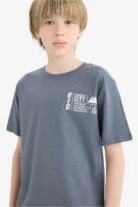 DeFacto Crew Neck Printed Short Sleeve T-Shirt Boy - Image 4