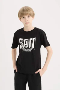 DeFacto Crew Neck Printed Short Sleeve T-Shirt Boy - Image 4
