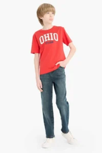 DeFacto Crew Neck Printed Short Sleeve T-Shirt Boy - Image 2