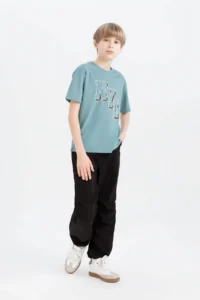 DeFacto Boy's Crew Neck Printed Short Sleeve T-Shirt - Image 2