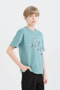DeFacto Boy's Crew Neck Printed Short Sleeve T-Shirt - Image 3