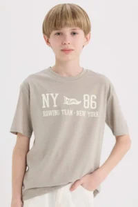 DeFacto Crew Neck Back Printed Short Sleeve T-Shirt Boy - Image 3
