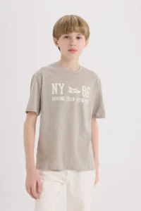 DeFacto Crew Neck Back Printed Short Sleeve T-Shirt Boy - Image 4