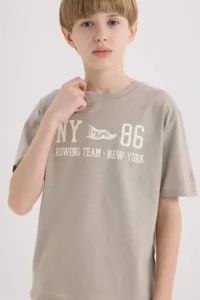 DeFacto Crew Neck Back Printed Short Sleeve T-Shirt Boy - Image 5