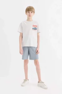 DeFacto Crew Neck Back Printed Short Sleeve T-Shirt Boy - Image 2