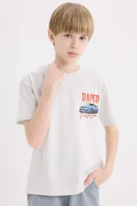 DeFacto Crew Neck Back Printed Short Sleeve T-Shirt Boy - Image 3
