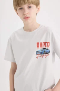 DeFacto Crew Neck Back Printed Short Sleeve T-Shirt Boy - Image 5