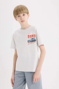 DeFacto Crew Neck Back Printed Short Sleeve T-Shirt Boy - Image 6
