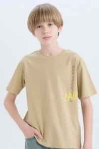 DeFacto Crew Neck Back Printed Short Sleeve T-Shirt Boy - Image 3