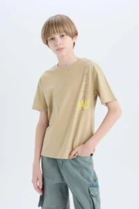 DeFacto Crew Neck Back Printed Short Sleeve T-Shirt Boy - Image 5