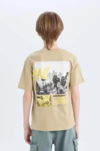 DeFacto Crew Neck Back Printed Short Sleeve T-Shirt Boy - Image 7