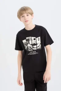 DeFacto Crew Neck Printed Short Sleeve T-Shirt Boy - Image 3