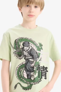 DeFacto Crew Neck Anime Printed Short Sleeve T-Shirt Boy