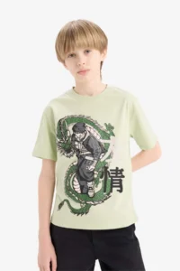 DeFacto Crew Neck Anime Printed Short Sleeve T-Shirt Boy - Image 3