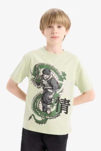 DeFacto Crew Neck Anime Printed Short Sleeve T-Shirt Boy - Image 4